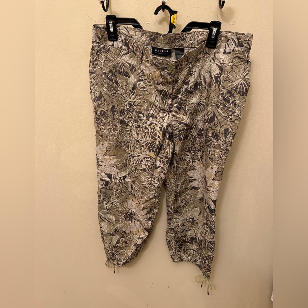 Vintage Y2K Axcess Women's Olive, Beige & Black Floral Cropped Pants